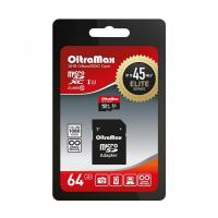 Карта памяти MicroSD 64GB Oltramax. Elite (SD-adapter) 45Mb фото